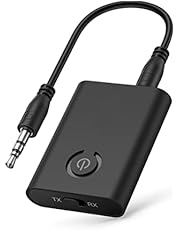 Bluetooth 5.0 Transmitter Receiver for TV, 2-in-1 3.5mm Wireless Audio Adapter, aptX Low Latency, Pair 2 Devices Simultaneously, PC/Headphones/TV/Home Stereo/Car/Nintendo Switch