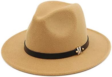 KKONION Fedora Hat for Women Men Ladies Wool Winter M Letter Jazz Wide Brim Large Pink Cowboy Panama Hat