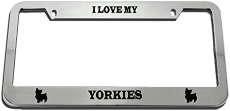 Dekotai Custom License Plate Frame Laser Engraved Stainless Steel Funny Humor I Love My Yorkies