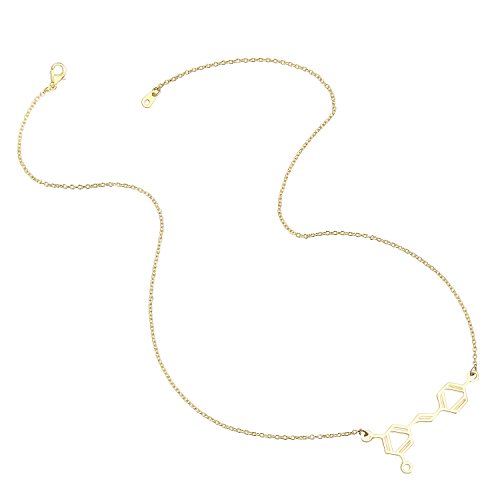 Rosa Vila Wine Molecule Necklace, Wine Lover Gifts for Women, Chic Geeky Jewelry, for Wine Lovers, Makers, and Enthusiasts, 19" Chain (Gold Tone), Mother's Day