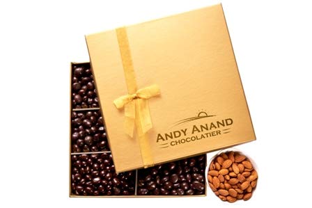 Andy Anand’s Chocolates - Premium California Almonds covered with Gourmet Chocolate in Gift Basket, All-Natural and Certified Made from Natural Ingredients (1 lbs)