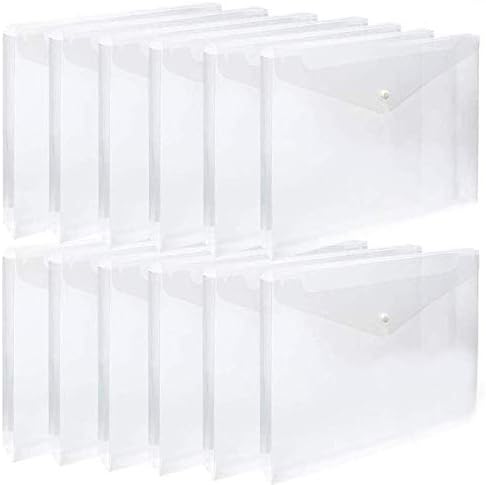 12pcs Clear Plastic Waterproof Envelope Folders with Button Closure and ...