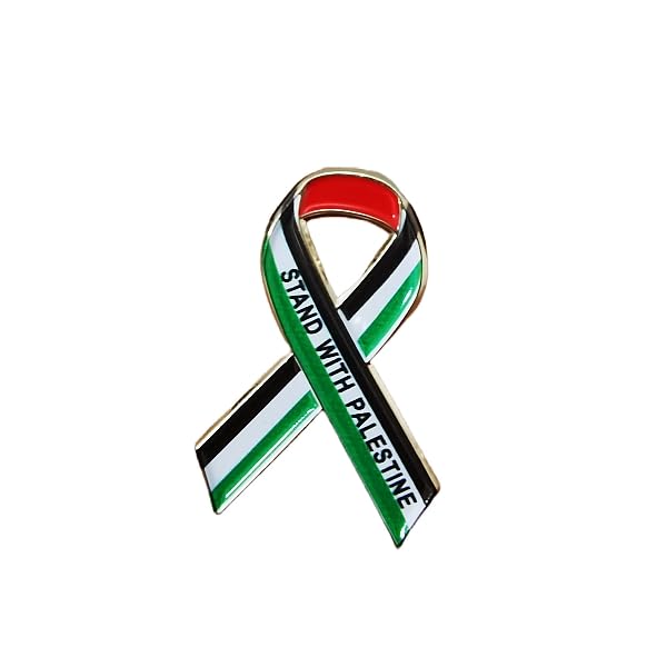 We stand with Palestine Flag Ribbon Enamel Pin Badge Brooch Memorabilia Gift Decorations