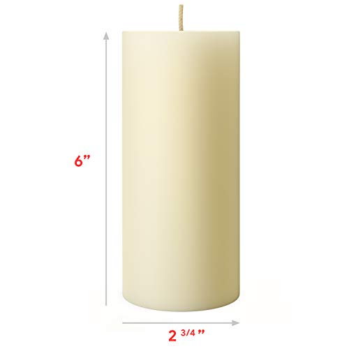 Simply Soson 3 x 6 Inch Ivory Unscented Pillar Candle Bulk Set - Dripless, Scent Free Paraffin Wax Candle Pillars - Medium Size Wedding or Home No Drip Candles - 6 Pack