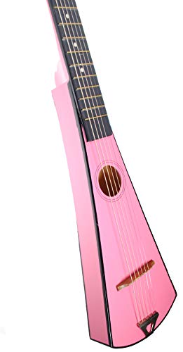 Shop4Omni Steel String Backpacker Travel Guitar with Bag (Pink)