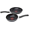 Tefal Aluminium Non-Stick 20cm & 28cm Frying Pan Twin Pack, Black