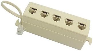 FUOIU5 Way Outlet 6P4C RJ11 RJ12 Telephone Modular Jack Line Splitter Adapter Beige 1 in 5 Out