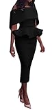 Ybenlow Women's Off Shoulder Peplum Bodycon Party Dress