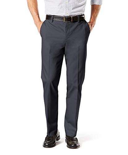 Dockers Men’s Straight Fit Signature Lux Cotton Stretch Khaki Pant-Creased, Steelhead, 44W x 32L