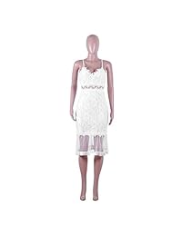 Salimdy vestido de encaje sin mangas con cuello en V para dama, elegante, vintage, cóctel, fiesta, sirena