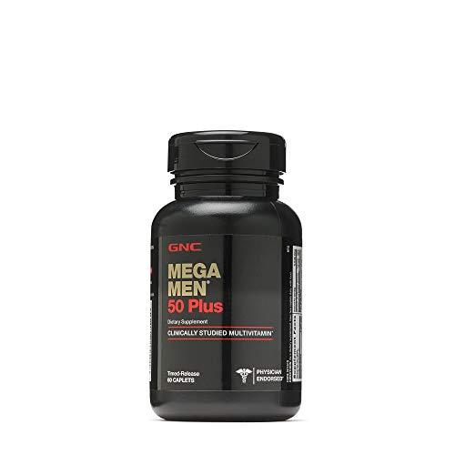 GNC Mega Men 50 Plus Daily Multivitamin for Men, 60 Count, Supports Memory Function, Prostate, and Heart Health (Best Over The Counter Multivitamin)