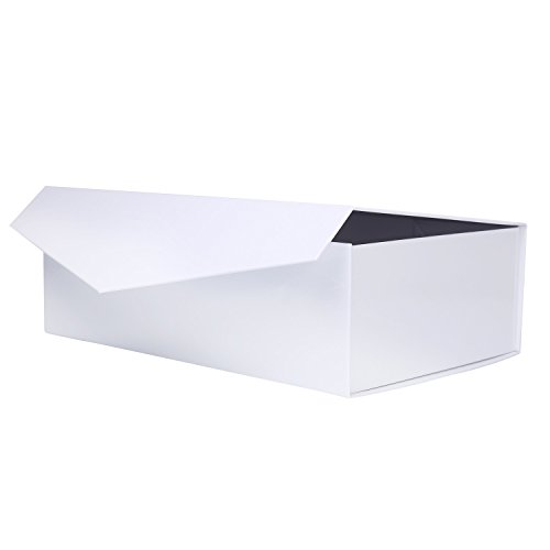 Large Gift Box (13.9" x 4.4" x 9.2"), Sturdy Gift Box, Reusable Decorative Storage Box, Collapsible Magnetic Closure Box, Decorative Boxes with Magnetic Closure (White, 2 Packs) by PACKHOME