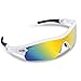 RIVBOS TR 90 Frame RB0805 Polarized Sports Sunglasses Sun Glasses with 5 Set Interchangeable Lenses for Men Women Cycling Baseball(Upgrade TR White)