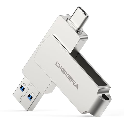 DIGIERA 512GB 2-in-1 USB-A & USB-C Flash Drive, USB 3.2 Gen 1 Thumb Drive, 540MB/s Read 430MB/s Write, 360° Swivel Compact Aluminium Memory Stick for File Transfer, Backup & Travel Storage