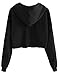 Romwe Women's Casual Long Sleeve Crop Sweatshirt Hoodies Pullover Top Black Raw Hem Rose M