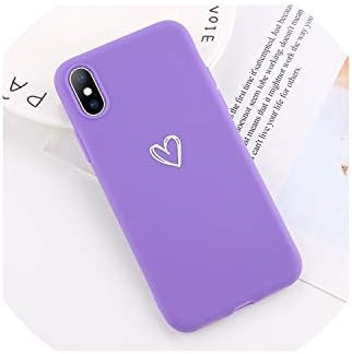 XianYuu Love Heart Pattern Phone Cases Cover for iPhone 6 6S 7 8 Plus XS Max XR X Soft TPU Silicone Ultra-Thin Simple Back Cover,3532 Purple,for iPhone 6 6s Plus