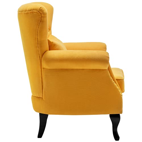 Modern Accent Chair with Tufted Button Wingback, Yellow Sofa