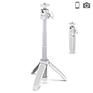 White Mini Camera Tripod for Vlog Camera, 1/4″ Screw for Sony RX100 VII ZV-1 for Canon G7X Mark III for Smartphone Holder, Travel Vlog Tripod Stand Mount