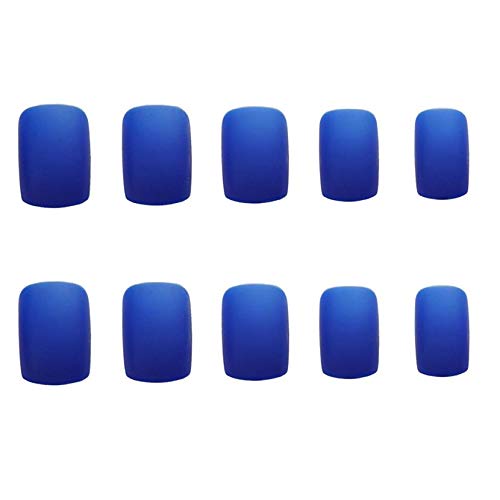 24pcs/set Press On Nails for Women Short Square Acrylic False Nails,Blue Matte False Nails Full Cover Design Artificial Fingernails for Women Manicure Art Stick On