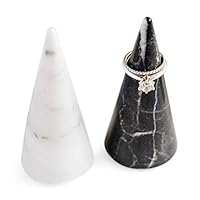 craft monkees Ring Holder Cone Marble Polished| Ring Jewelry Display Stand (Black Marble & White Marble, 2)