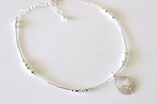 Anklet Phoenix Sterling Silver Beach Gift Rise Above Rebirth a Symbol of New Beginnings (Average 8 1/2" to 10")