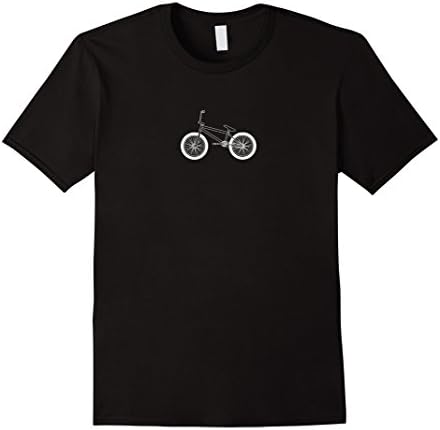 Mens BMX Sport Bike Trick Bicycle T-Shirt White Outline Medium Black