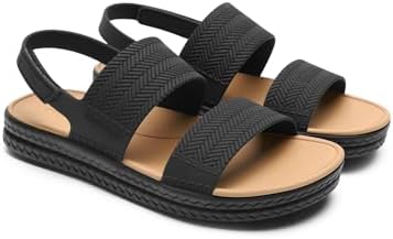 Damen Wasser Sandalen Bequeme Flache Strand Plattform Elegante Sommer Gehschuhe,Size 35,Schwarz,SDFS26006W