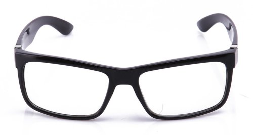 Newbee Fashion - Large Squared Clear Glasses Temple Design Chrome Comforable Fashion Clear Lens