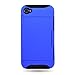 CoverON HYBRID Heavy Duty Hard BLUE Case and Soft BLACK Silicone Skin Cover with Kickstand and Credit Card Holder for APPLE IPHONE 4 4S [WCF950]