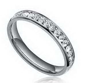 Amazon.com: Dan Smatree Accessories Stainless Steel Stackable Cubic Zirconia Eternity Ring 