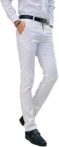 AIK Men's Tapered Slim Fit Wrinkle-Free Casual Skinny Dress Pants,Classic Flat Front Trousers