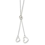 925 Sterling Silver 2 Heart Adjusts Up To 19.5 Inch