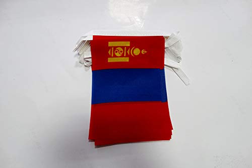 AZ FLAG Mongolia Bunting Flag, 20 Ft Garland with 20 Small Mongolian Flags 8'' x 6'', 100% Polyester String Pennant, 6 meters