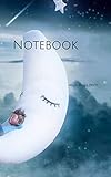Notebook: moon sky clouds star child fishing night time sleep bedtime by Wild Pages Press