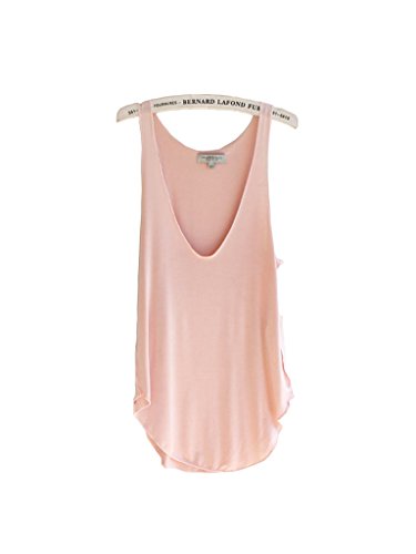 NINGMI 4 Colors Modal Cotton V neck Low cut Joker Vest Casual Tank Tops,Pink,Medium