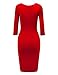 CTC WDR940 Womens Deep V Neck 3/4 Sleeve Tulip Bodycon Dress M RED