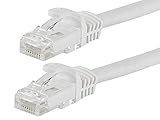 Monoprice Flexboot Cat6 Ethernet Patch Cable - Network Internet Cord - RJ45, Stranded, 550Mhz, UTP, Pure Bare Copper Wire, 24AWG, 14ft, White