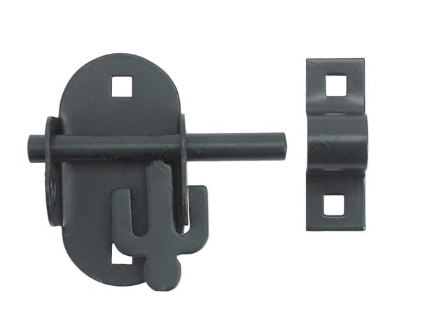 Wyre Direct Oval Pad Bolt - Gate Lock for Secure & Sturdy Closure, Black Gate Bolt Ideal for Wooden Gates, Stable Door Bolt, Bolt Lock for Gate - Reliable Shed Bolts for Doors & Gate Bolts Set (4inch)