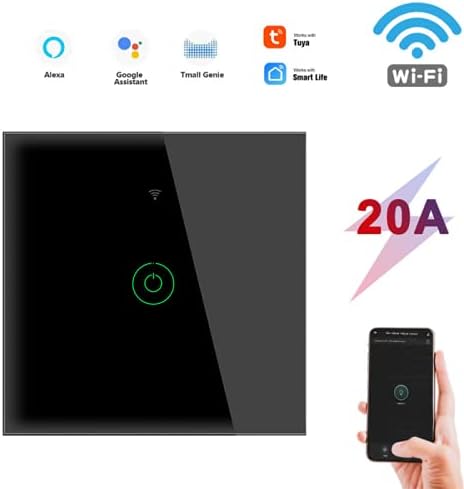SOLE HOME Interruptor de pared inteligente WiFi interruptor de 20 A para aparatos de alta potencia calentador de aguaaire acondicionadorefrigerador funciona con Alexa Google Home Control de voz