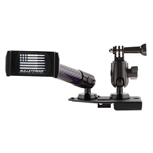 Dash Mount Cell Phone Holder for Jeep Wrangler JL and JT (2018+) with 2 Mounts for GoPro Camera and GPS Navigation with iPhone and Android Smartphone - Features Metal Base/Carbon Fiber Kevlar Arm