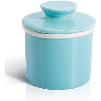 Sweese 305.102 Porcelain Butter Keeper Crock - French Butter Dish - No More Hard Butter - Perfect Spreadable Consistency, Turquoise