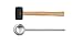 Coconut Opener Set by Hamilton Coconut - Trimmed Coconut Opener - Food Safe Stainless Steel - Black Rubber Mallet with Wooden Handle - Strong Durable and Long-Lasting.