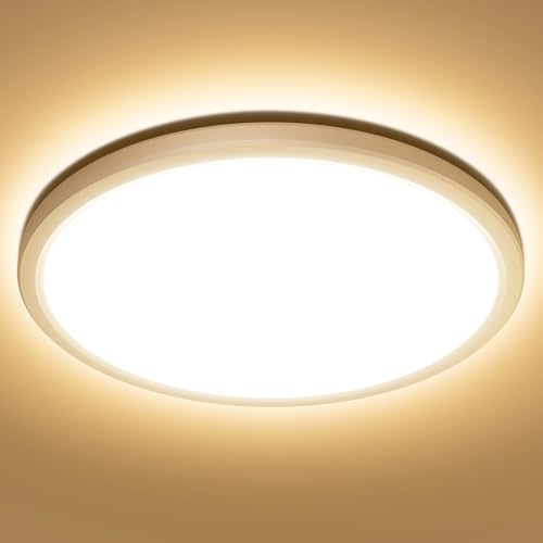 Lepro Ceiling Light 24 W, IP44 Waterproof Ceiling Light, 3000 K 2400 LM Bathroom Lamp, Warm White Ceiling Light, Bathroom, Ideal Bathroom Lamp, Ceiling for Bathroom, Bedroom, Hallway, Kitchen, Living Room, Diameter 29.3 cm