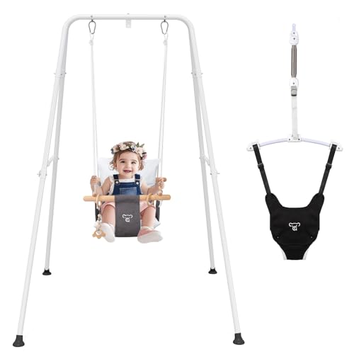 RAGOZONERY Baby Jumper and Toddler Swing Set Black