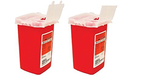 Sharps Container Biohazard Needle Disposal 1 Qt Size - 2 Pack