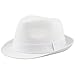 The Hat Depot Unisex Cotton Twill Herringbone Fedora Hat (L/XL, White)