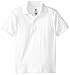 Hanes Big Boys' Short Sleeve Eco Smart Jersey Polo, White, Small