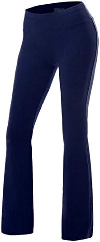 Sweatwater Womens Yoga Pull-On Elastic Waist Bootcut Bell Bottom Pants Dark Blue Small