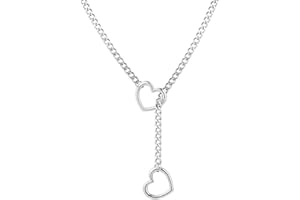 Heart O-ring Slip Chain Necklace For Women Punk Rock Stainless Steel Cuban Long Handmade Necklace Y-NecklaceJewelry Gifts Adj