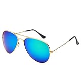 Desen Unisex Adult Aviator Sunglasses (Gold Green)